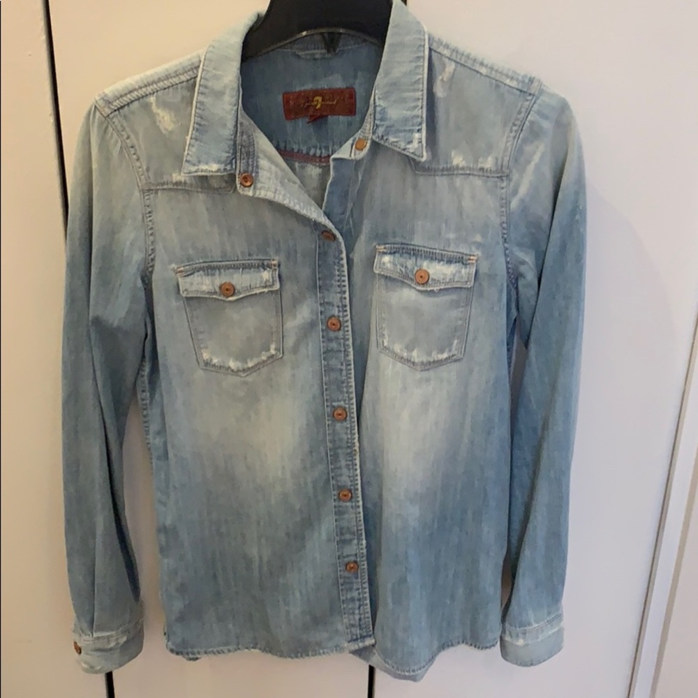 7 For All Mankind long sleeve denim button down